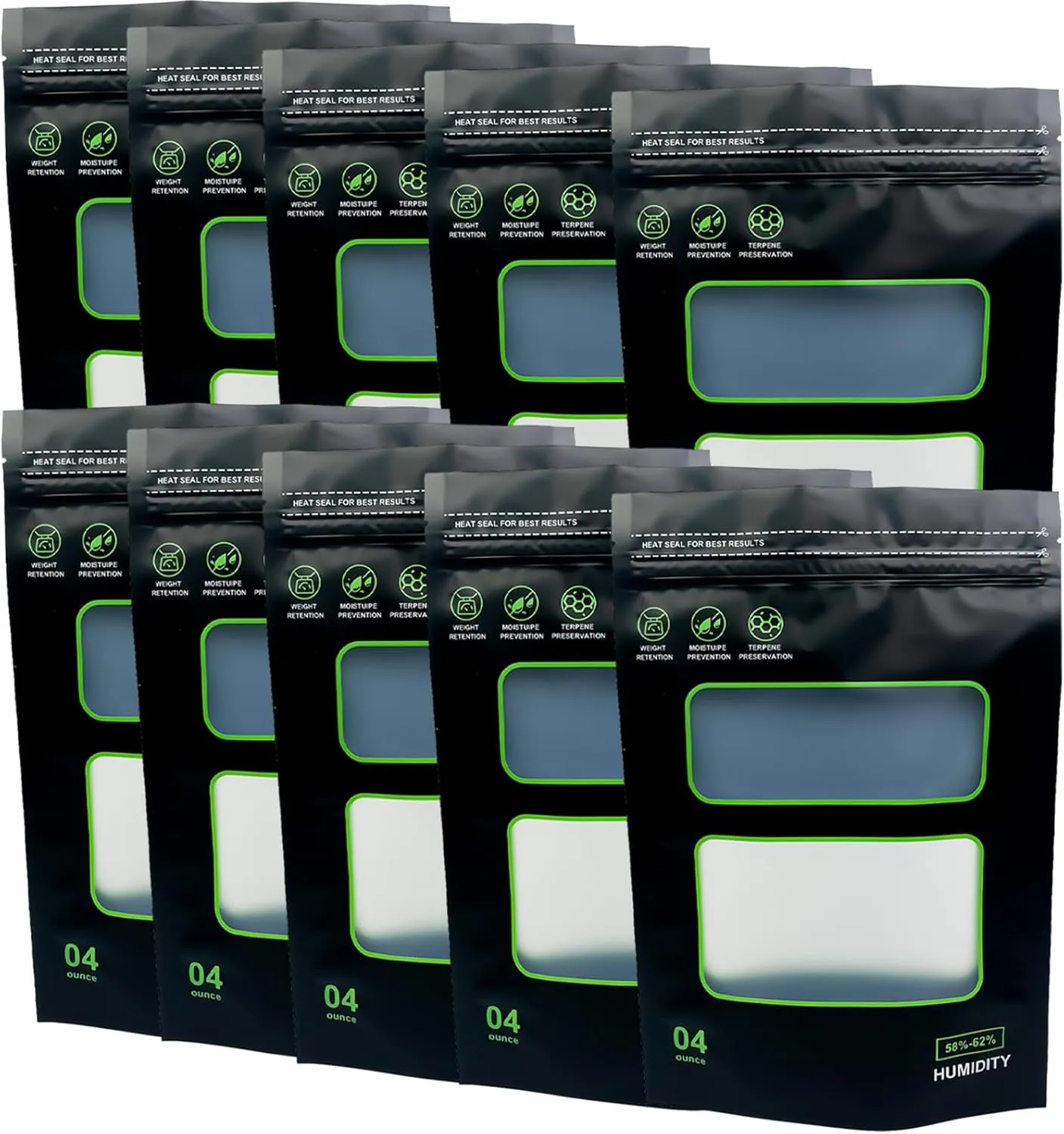 10 Pcs 1/4 LB Bags 58%-62% RH 2-Way Humidity Control Bags for Curing & Storage Resealable Humidity Bags (4 oz, 1/4 lb) (10)