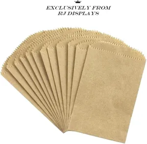 100 pack Brown Kraft Paper Bags, 5" x 7.5" Inches, Good for Candy, Cookies, Doughnut, Crafts, Party Favor, Sandwich, Jewelry, Retail Shops, Merchandise- By RJ Displays