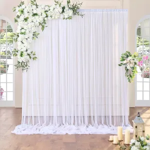 10ft x 10ft White Sheer Tulle Backdrop Curtains for Party Wedding Wrinkle Free Curtain Backdrops Drapes for Baby Shower Birthday Party Photo Back Drop Background Home Decorations