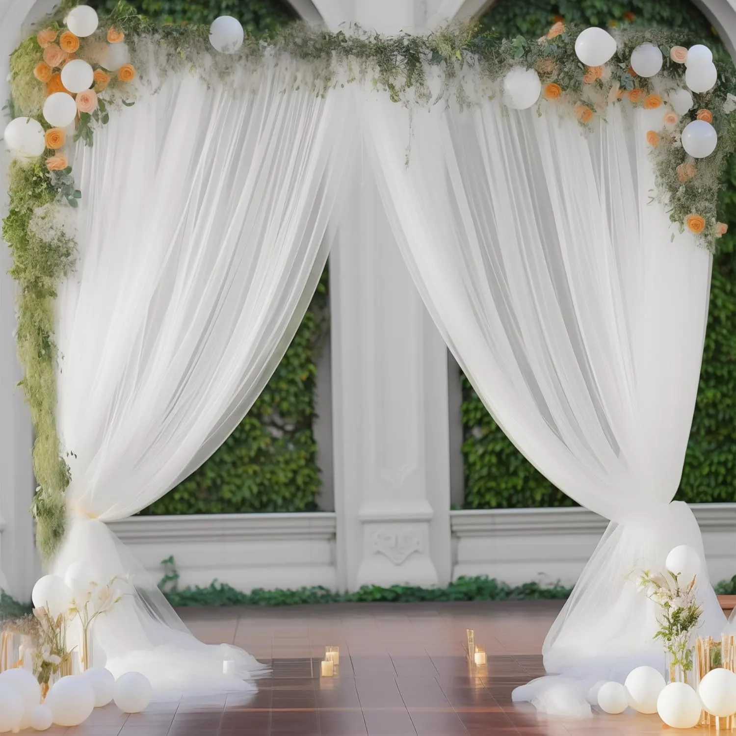 10x10 White Tulle Backdrop Curtains for Parties, Sheer Backdrop Curtain Wedding Photo Background Drapes for Baby Shower Photography Birthday Party