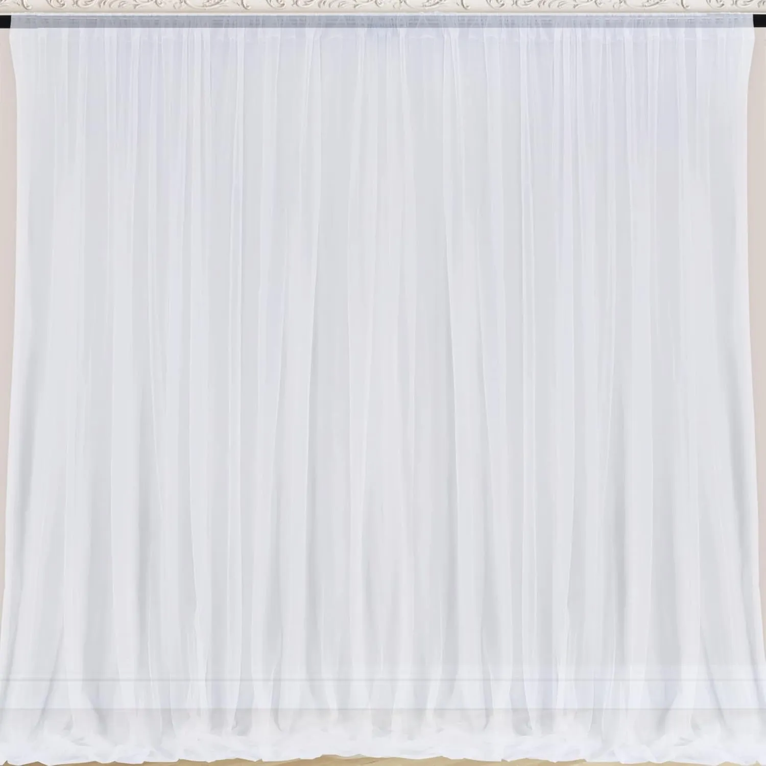 10x10 White Tulle Backdrop Curtains for Parties, Sheer Backdrop Curtain Wedding Photo Background Drapes for Baby Shower Photography Birthday Party