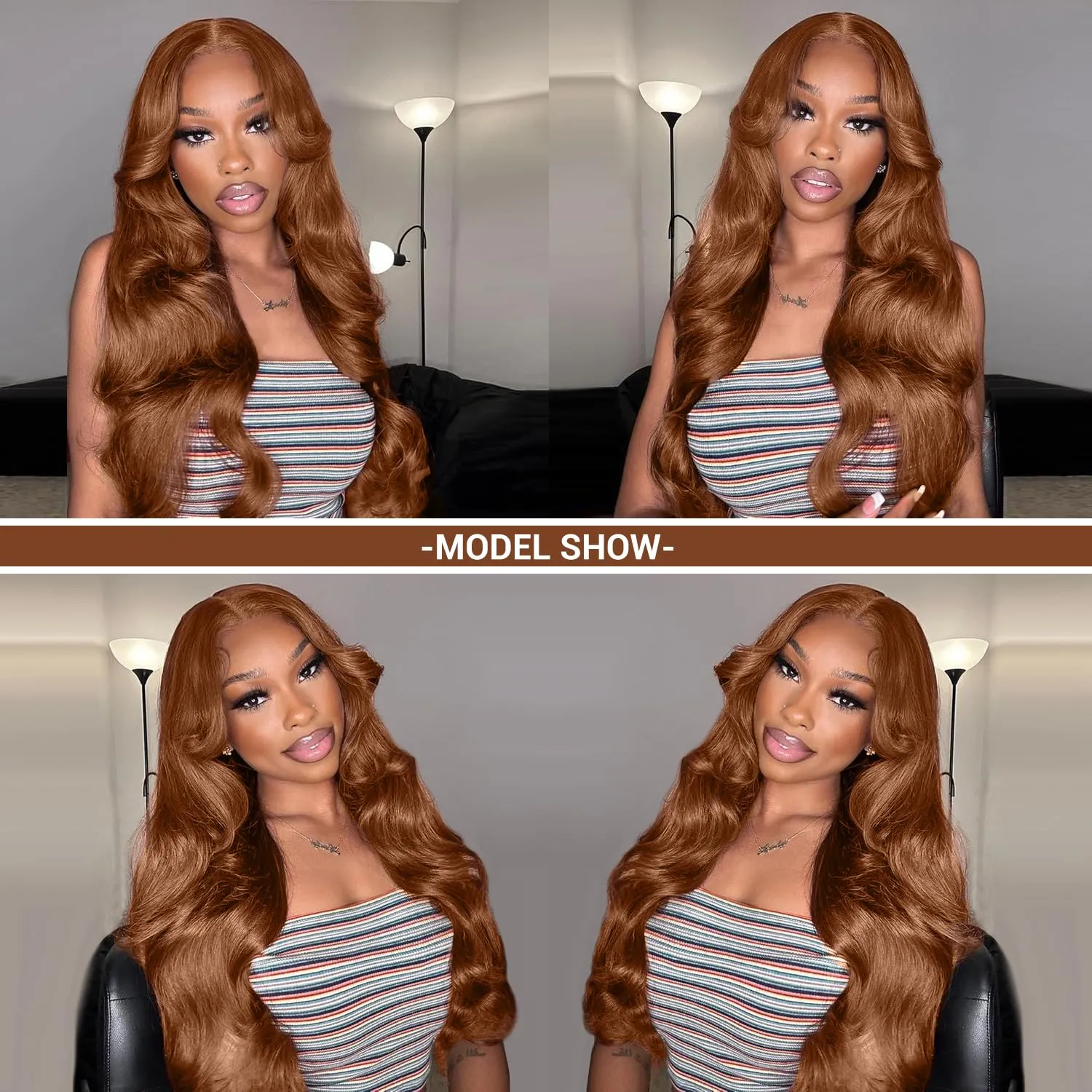 14inch Light Brown Wigs Lace Front Human Hair 13X4 Lace Front Ginger Wigs Human Hair Body Wave 180% Density Copper Brown Wig Pre Plucked with Baby Hair for Women