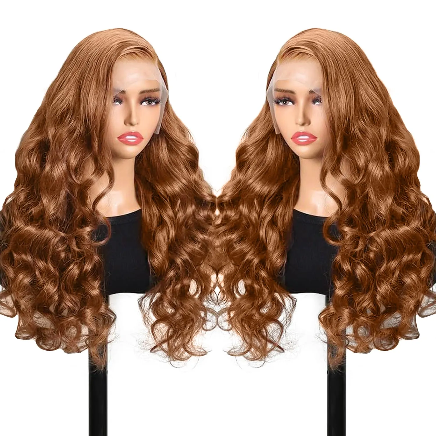 14inch Light Brown Wigs Lace Front Human Hair 13X4 Lace Front Ginger Wigs Human Hair Body Wave 180% Density Copper Brown Wig Pre Plucked with Baby Hair for Women