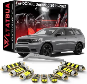17pieces LED Interior Light Kit Package Replacement for Dodge Durango 2011 to 2014 2015 2016 2017 2018 2019 2020 2021 2022, Super Bright 6000K White License Plate Bulbs   Install Tool