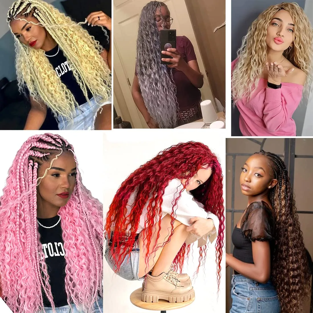 18 inch Ocean Wave Crochet Hair Deep Wave Twist Crochet Hair Extensions Curly Braiding Hair 3 packs Long Wavy Water Wave Braids For Women Synthetic Crochet Braid Hair (18 inch, Green)