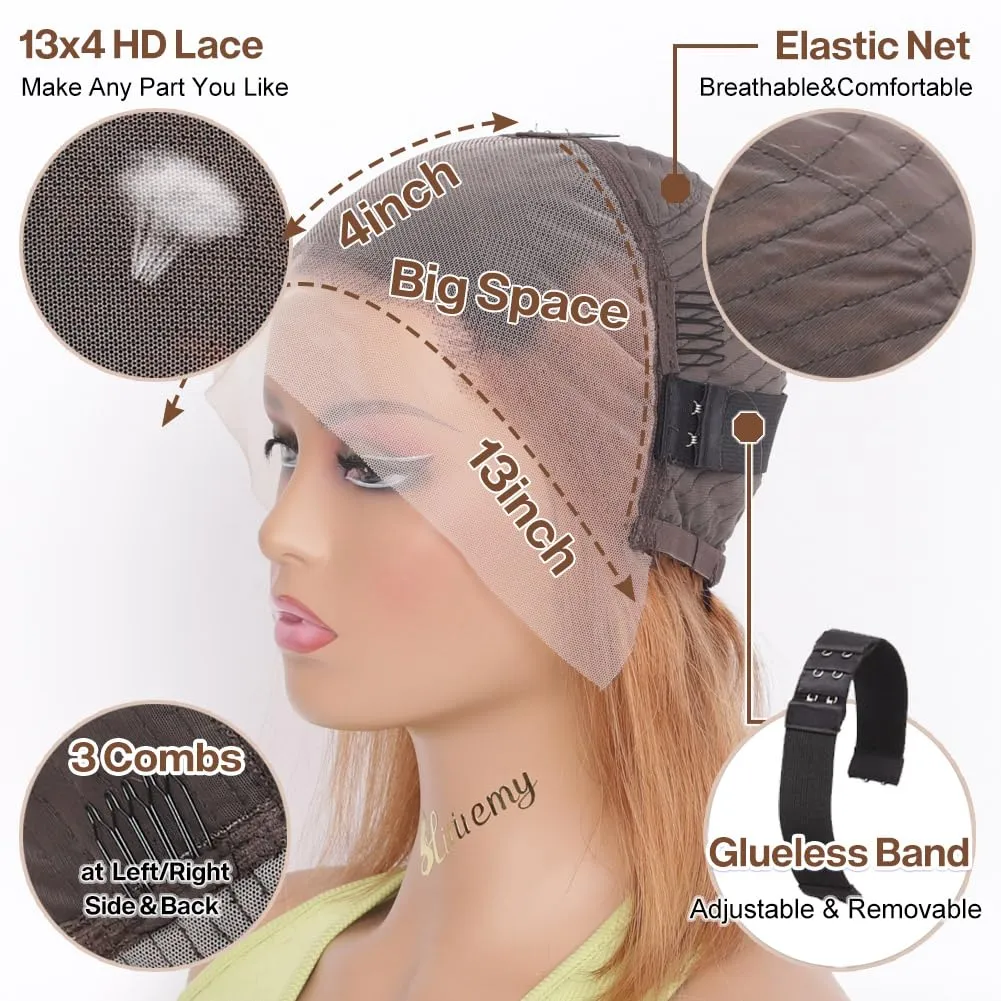 1B/30 Ombre Blonde Bob Wig Human Hair for Black Women Short Straight 13x4 HD Lace Front Bob Wigs Human Hair Pre Plucked Wear and Go Glueless,Ombre Blonde Colored T1B/30 16 Inch