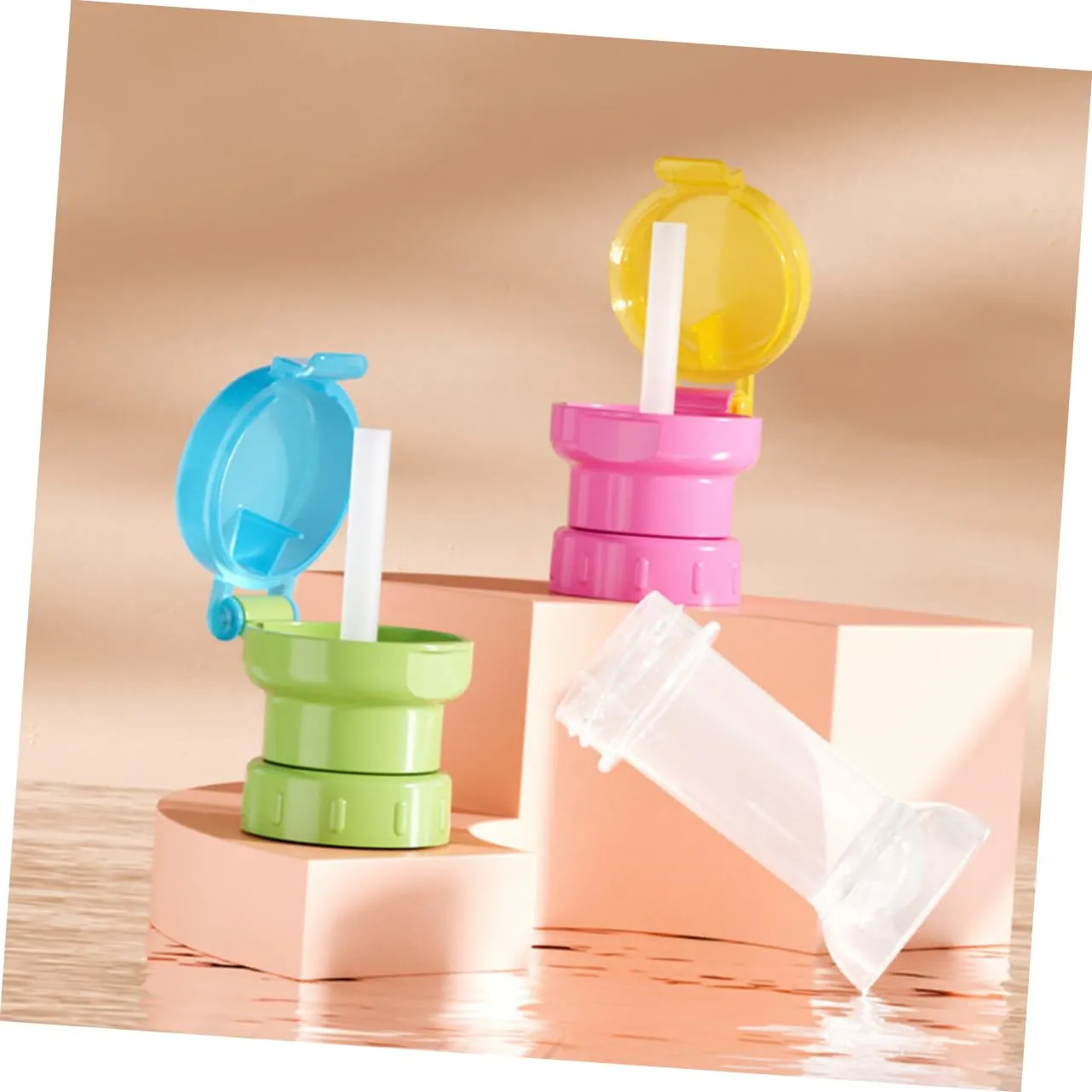 1set Water Bottle Adapter with Straw Caps Bottle Topper for Easy Drinking Design Convenient for Juice Water 4pcs