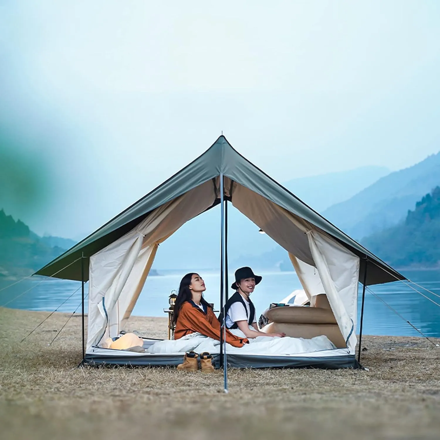 2-Layer Camping Tent 5-8 Person, Family Tent with Top Rainfly Waterproof Windproof Festival Tent for Backpacking Hiking Outdoor and Gathering - Glamping Yurt Tent