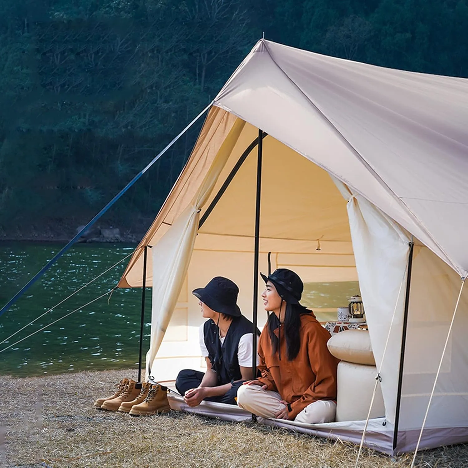 2-Layer Camping Tent 5-8 Person, Family Tent with Top Rainfly Waterproof Windproof Festival Tent for Backpacking Hiking Outdoor and Gathering - Glamping Yurt Tent