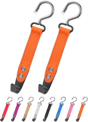 2 Pack Car Hook Holder Leather Headrest Hooks for Purses and Bags,SUS304 Car Hook(Orange)