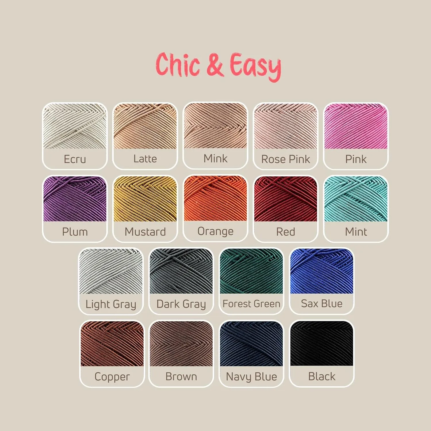 2 Skeins of Sensy Premium Chic & Easy 1.5mm 218 Yards 50% Cotton 50% Polyester Rope Crochet Bag Cord Crochet Thread (Copper)