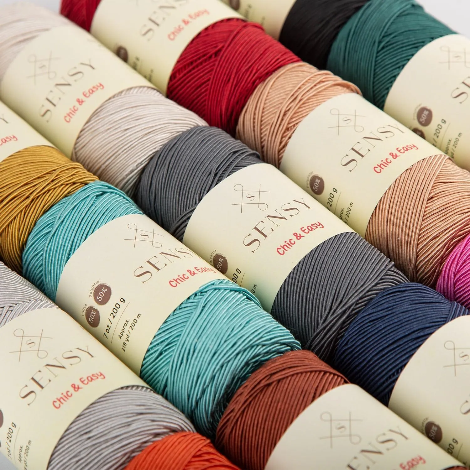 2 Skeins of Sensy Premium Chic & Easy 1.5mm 218 Yards 50% Cotton 50% Polyester Rope Crochet Bag Cord Crochet Thread (Copper)