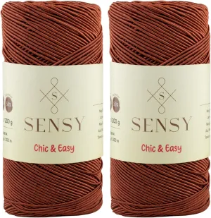 2 Skeins of Sensy Premium Chic & Easy 1.5mm 218 Yards 50% Cotton 50% Polyester Rope Crochet Bag Cord Crochet Thread (Copper)