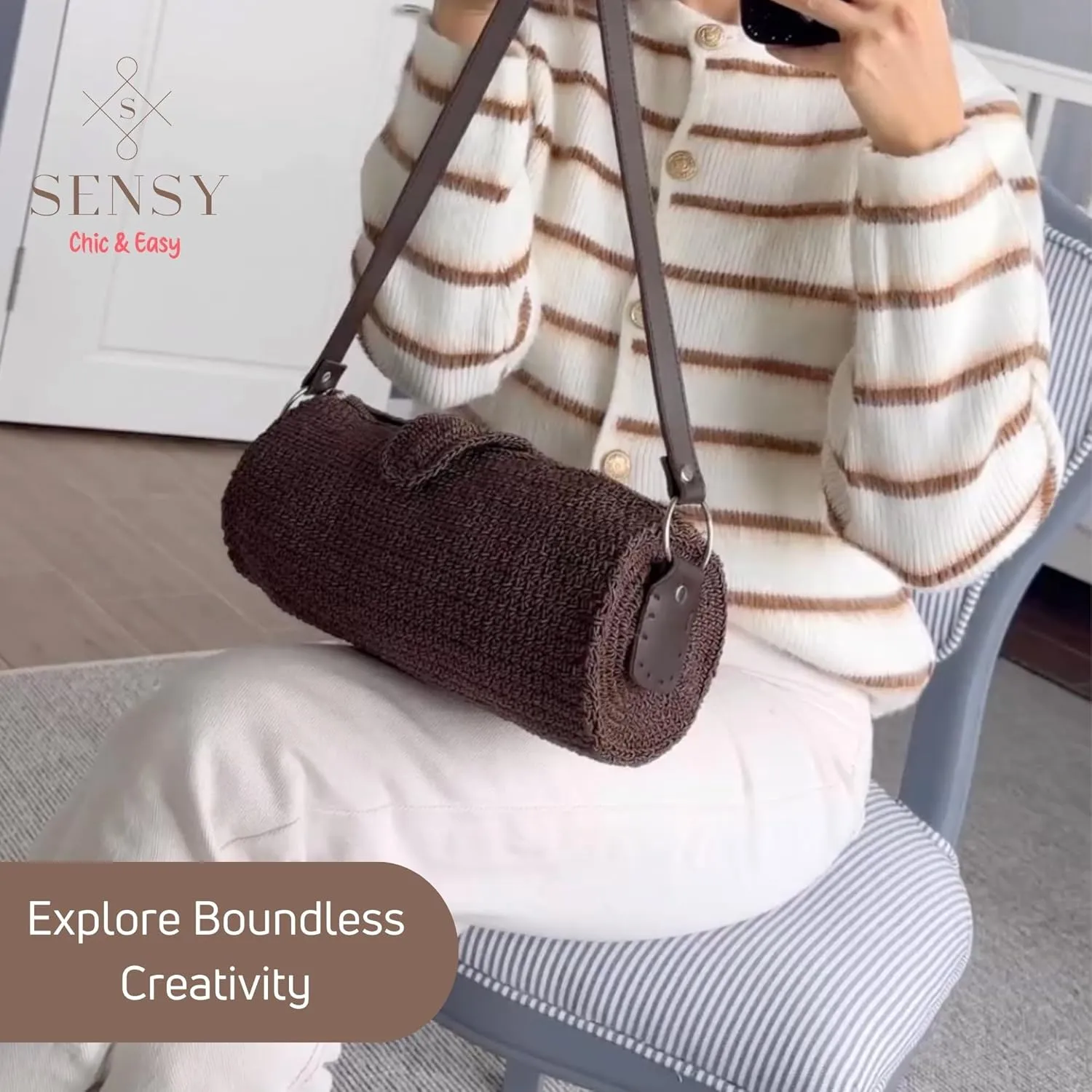 2 Skeins of Sensy Premium Chic & Easy 1.5mm 218 Yards 50% Cotton 50% Polyester Rope Crochet Bag Cord Crochet Thread (Copper)