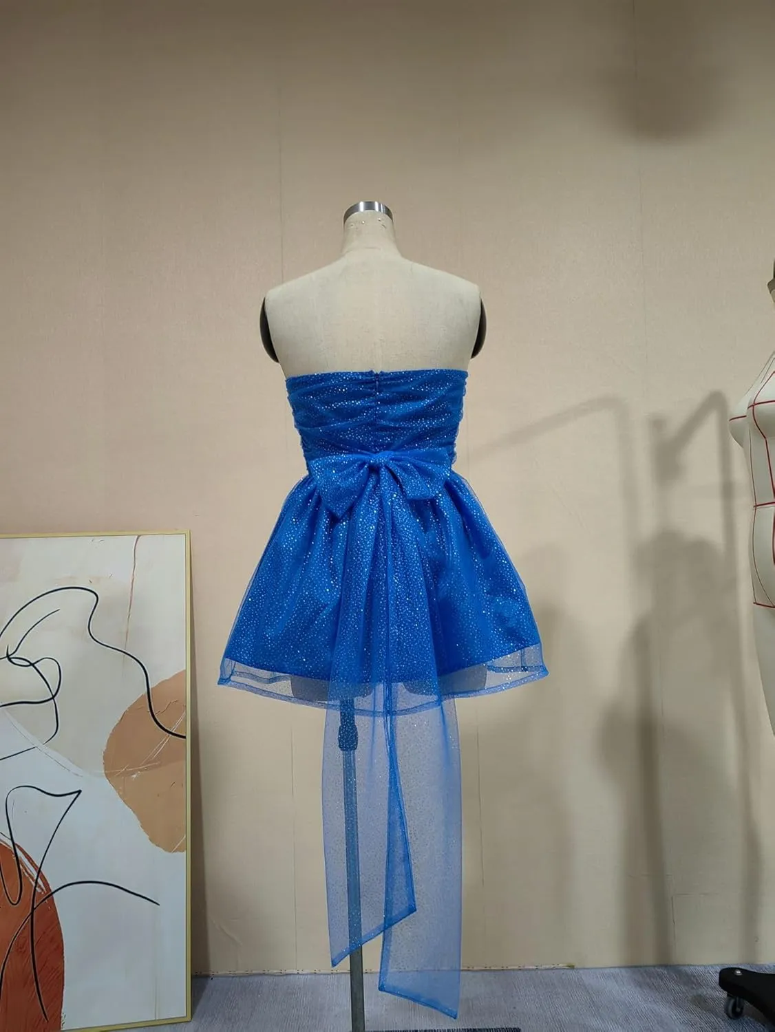 2024 Glitter Tulle Prom Dress for Teens - Strapless Short Homecoming Gown