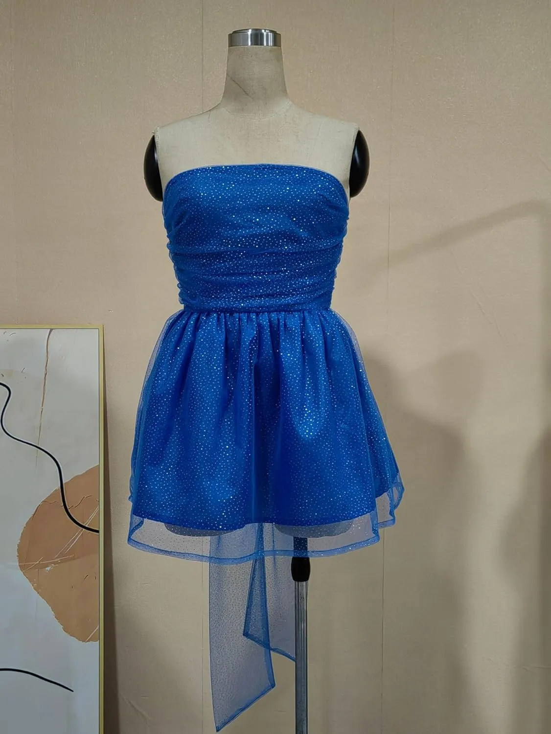 2024 Glitter Tulle Prom Dress for Teens - Strapless Short Homecoming Gown