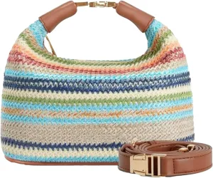 2025 Summer Straw Bag for Women Straw Woven Crossbody Purse Handmade Tote Bag Beach Handbag Raffia Woven Shoulder Clutch
