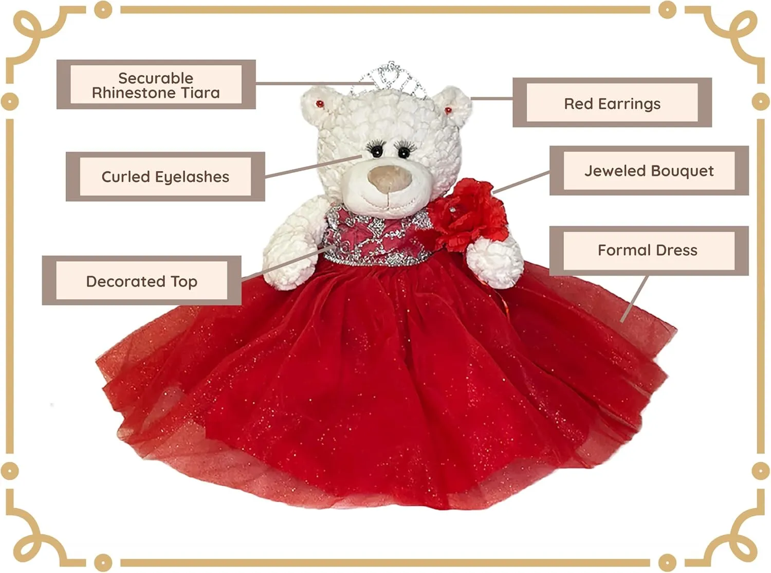 20" Quince Anos Quinceanera Last Doll Teddy Bear with Dress (Centerpiece) ~ ARC16831-14 (Red)