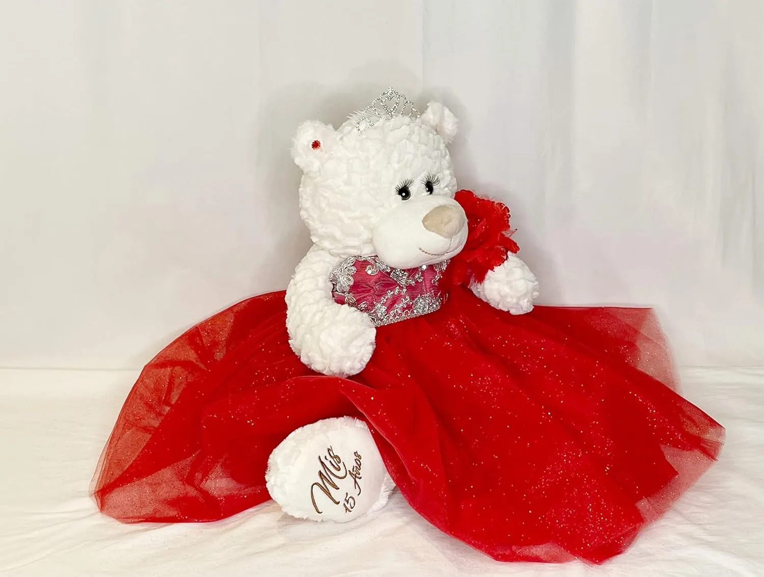 20" Quince Anos Quinceanera Last Doll Teddy Bear with Dress (Centerpiece) ~ ARC16831-14 (Red)