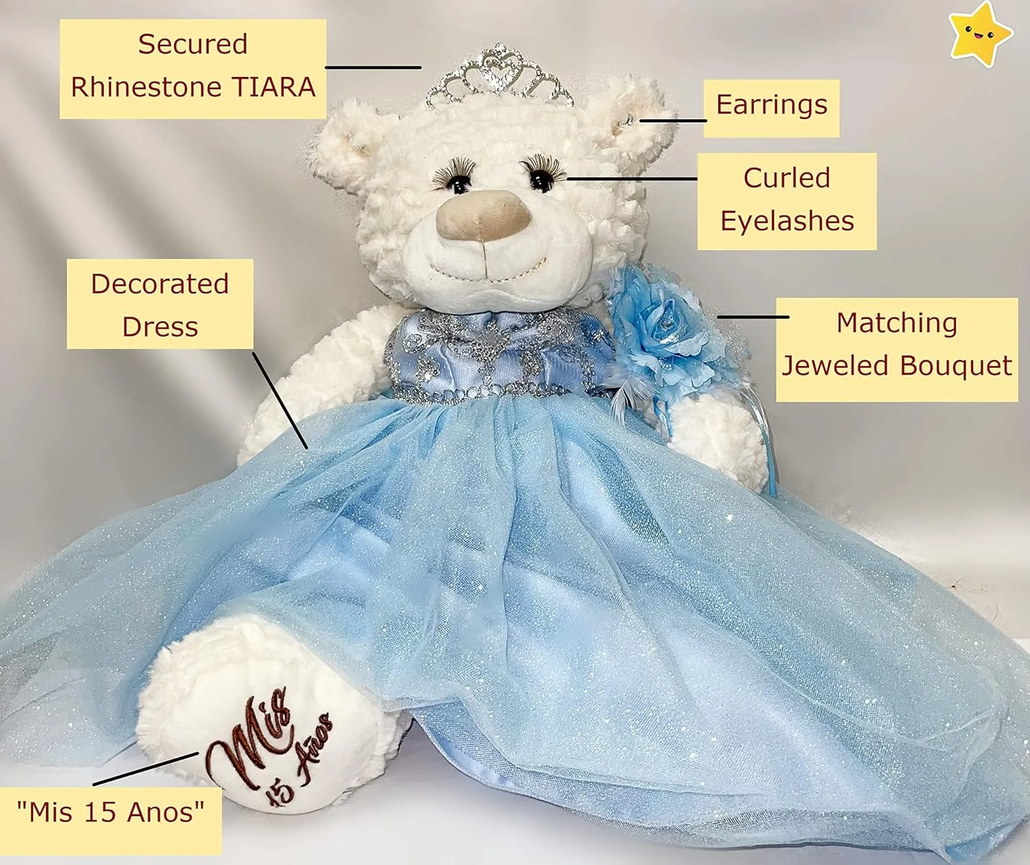 20" Quince Anos Quinceanera Last Doll Teddy Bear with Dress (Centerpiece) B16631-15G (Royal Blue)