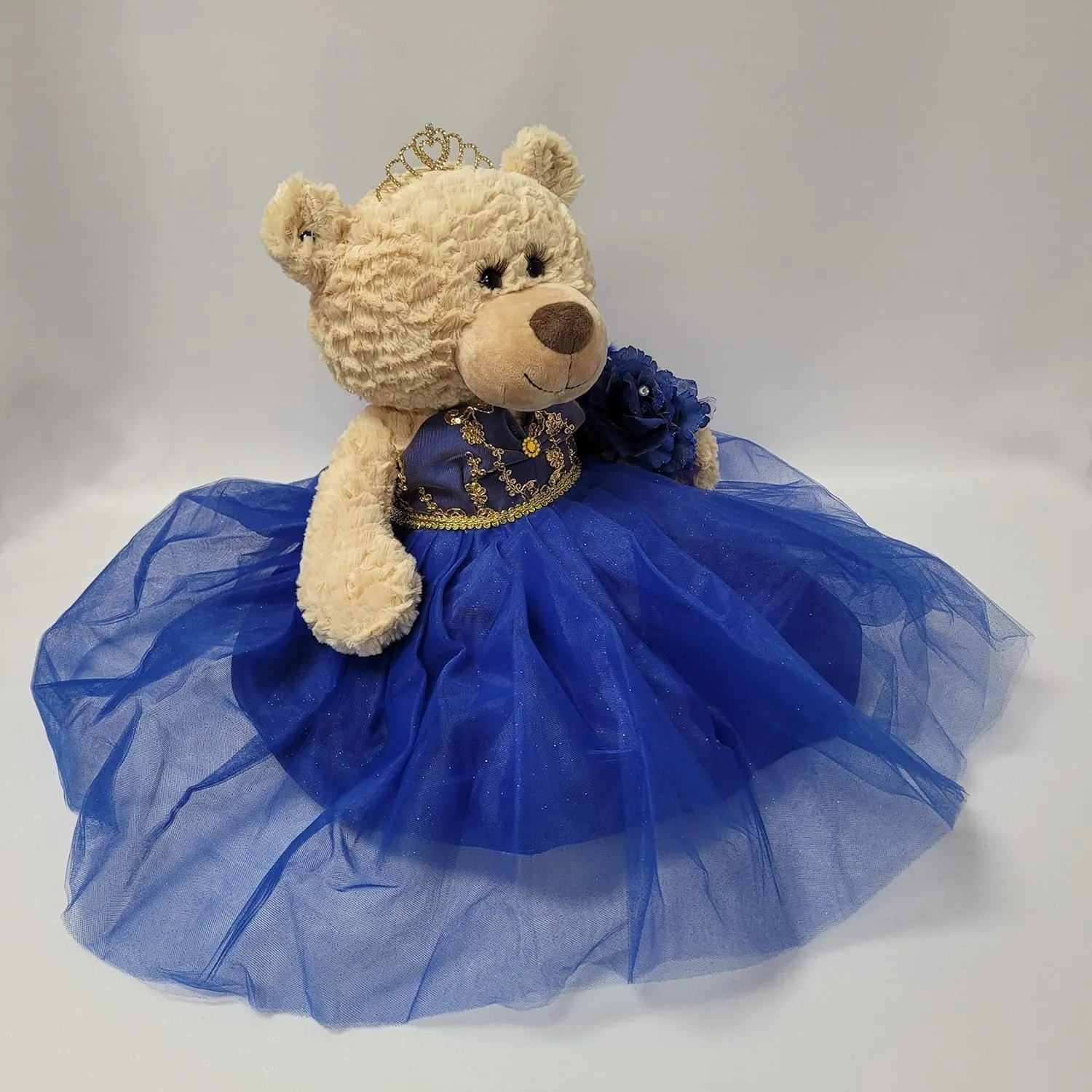 20" Quince Anos Quinceanera Last Doll Teddy Bear with Dress (Centerpiece) ~ B16632-15G (Royal Blue/Gold)