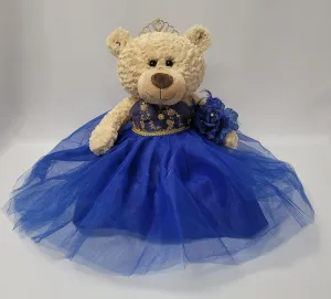 20" Quince Anos Quinceanera Last Doll Teddy Bear with Dress (Centerpiece) ~ B16632-15G (Royal Blue/Gold)