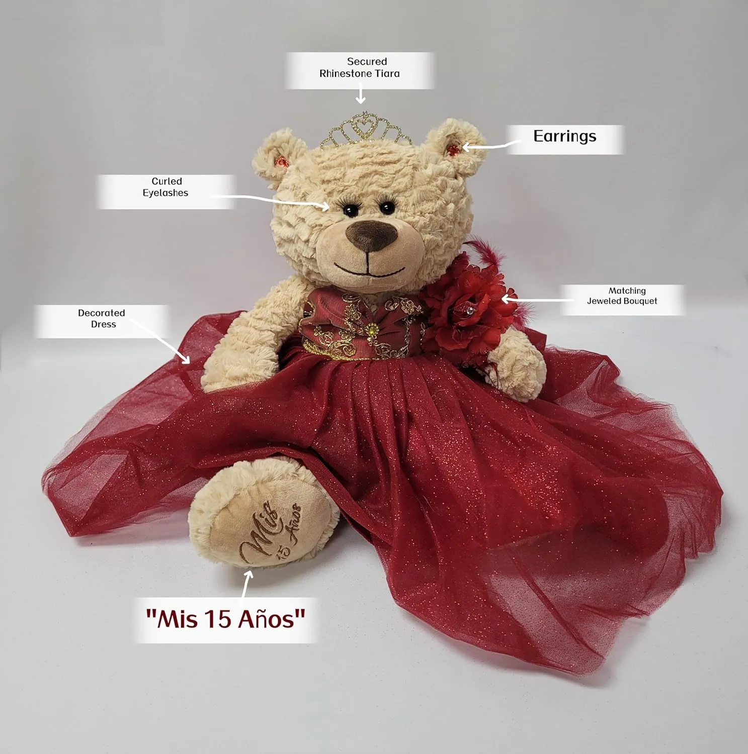 20" Quince Anos Quinceanera Last Doll Teddy Bear with Dress (Centerpiece) ~ B16632-15G (Royal Blue/Gold)