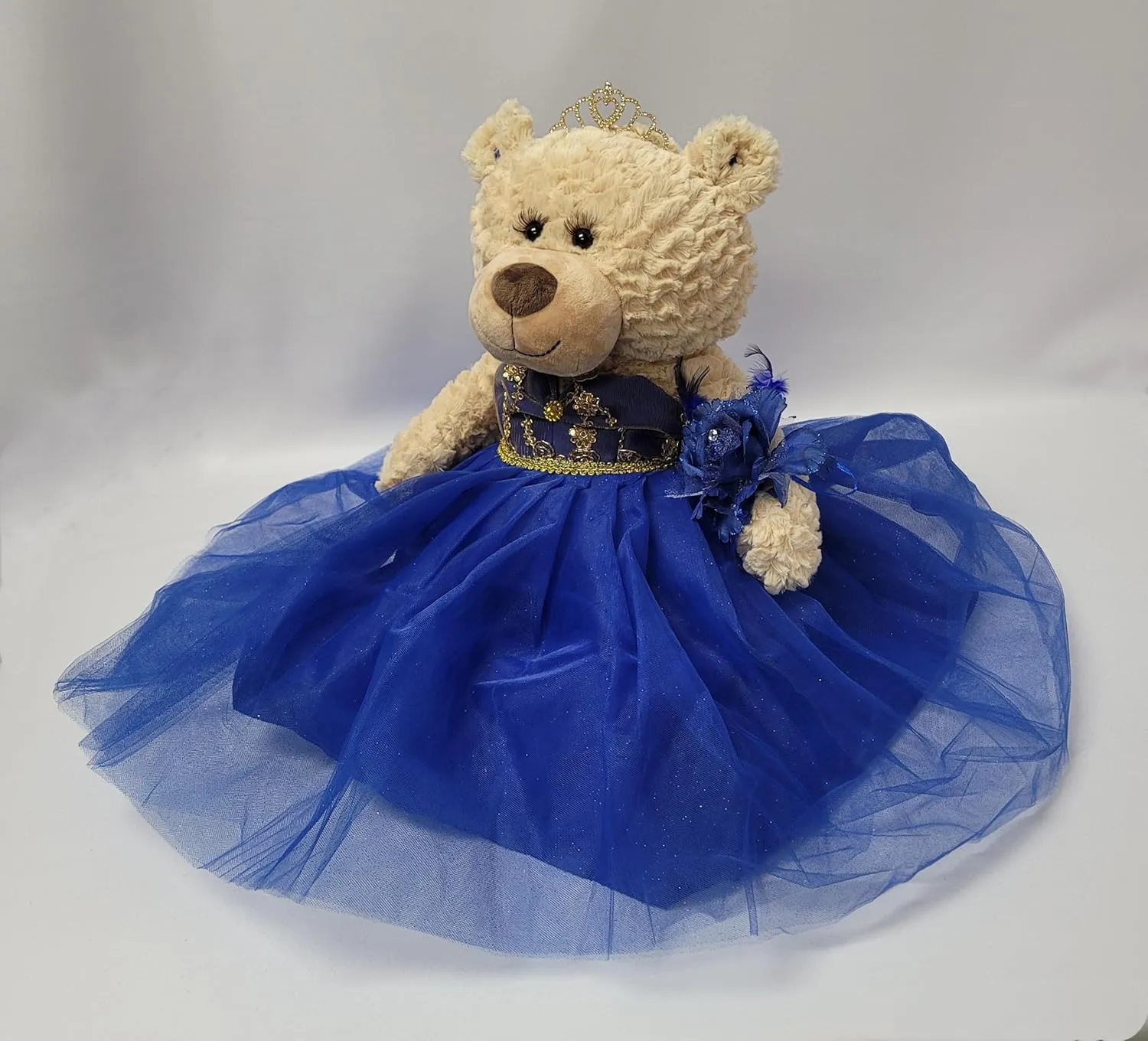 20" Quince Anos Quinceanera Last Doll Teddy Bear with Dress (Centerpiece) ~ B16632-15G (Royal Blue/Gold)