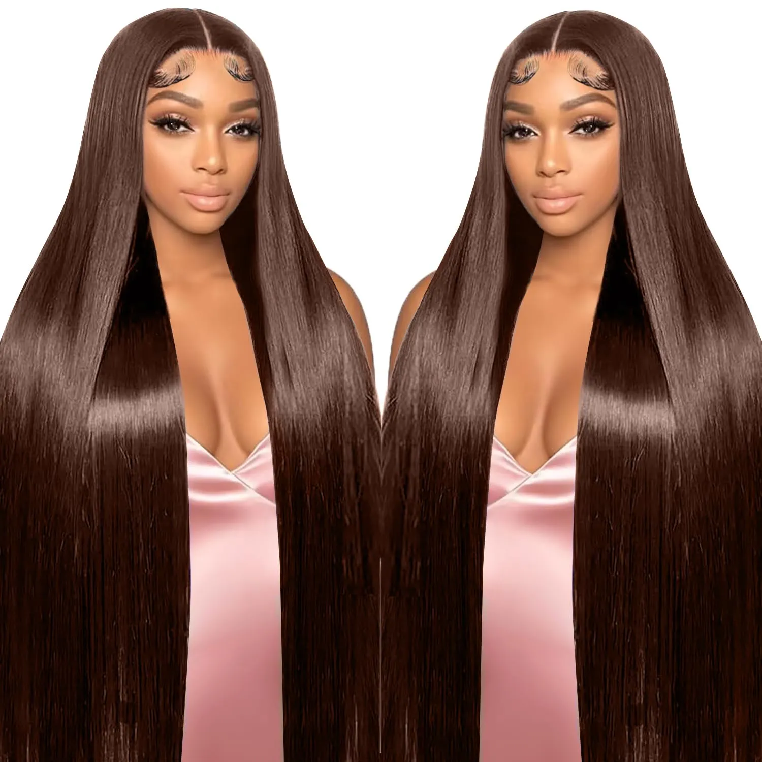 22 Inch Chocolate Brown Lace Front Wig Human Hair 220 Density 9x6 HD Lace Brown Wear and Go Glueless Wigs Pre Plucked Pre Cut Dark Brown Wig Human Hair Straight Glueless Wig for Women