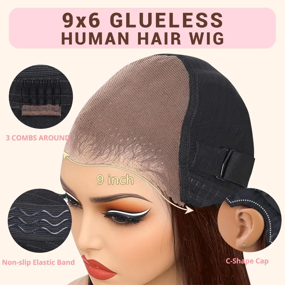 22 Inch Chocolate Brown Lace Front Wig Human Hair 220 Density 9x6 HD Lace Brown Wear and Go Glueless Wigs Pre Plucked Pre Cut Dark Brown Wig Human Hair Straight Glueless Wig for Women