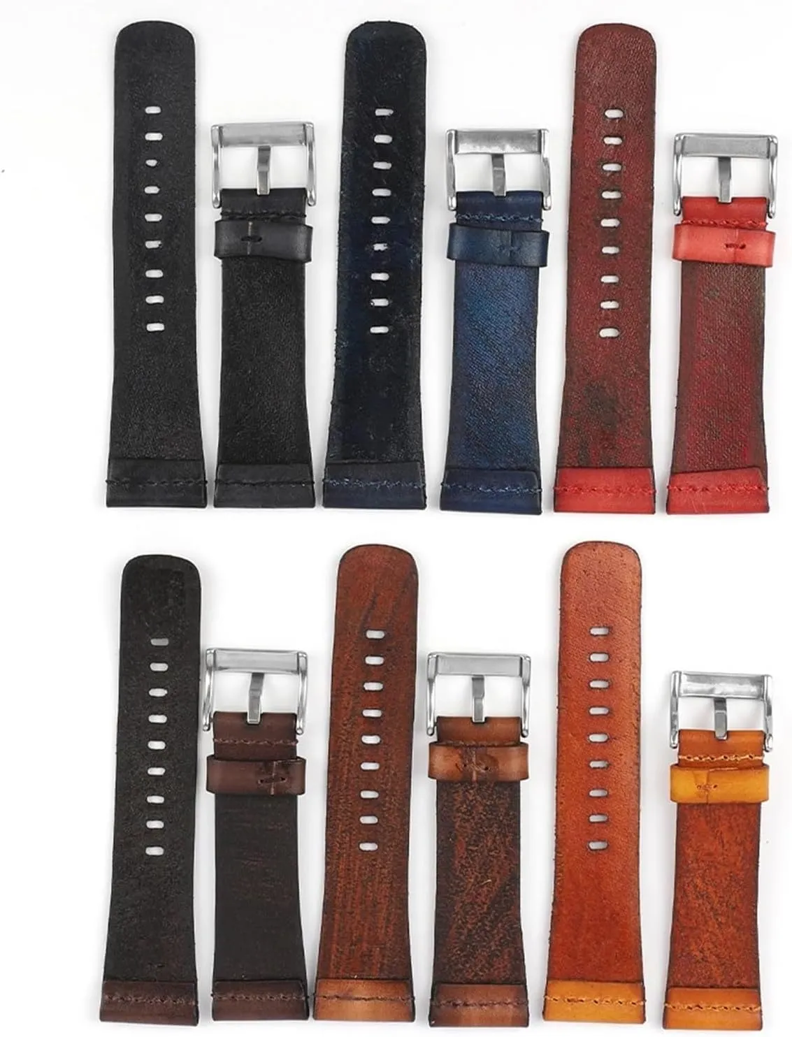 24mm Vintage Genuine Leather Watchband Black Coffee Brown Women Men Watch Band Strap Stainless Steel Buckle Watches Accessories?