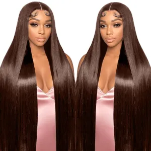 26 Inch Chocolate Brown Lace Front Wig Human Hair 220 Density 9x6 HD Lace Brown Wear and Go Glueless Wigs Pre Plucked Pre Cut Dark Brown Wig Human Hair Straight Glueless Wig for Women