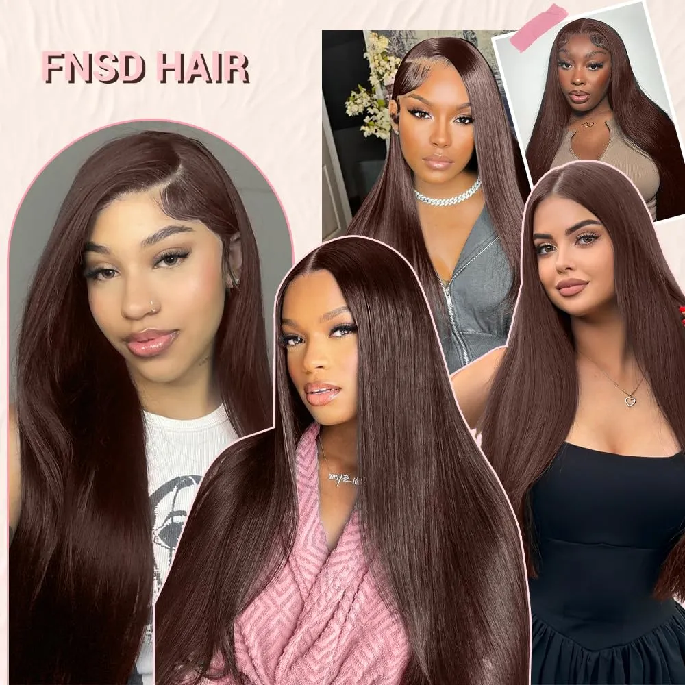 26 Inch Chocolate Brown Lace Front Wig Human Hair 220 Density 9x6 HD Lace Brown Wear and Go Glueless Wigs Pre Plucked Pre Cut Dark Brown Wig Human Hair Straight Glueless Wig for Women