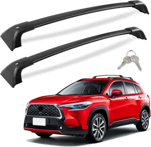 260Lbs Lockable Roof Rack Cross Bars Compatible with Toyota Corolla Cross 2022 2023 2024 2025 (with Flush Side Rails), Heavy Duty Aluminum Rail Crossbar Anti-Theft Metal Matte Powder Coated