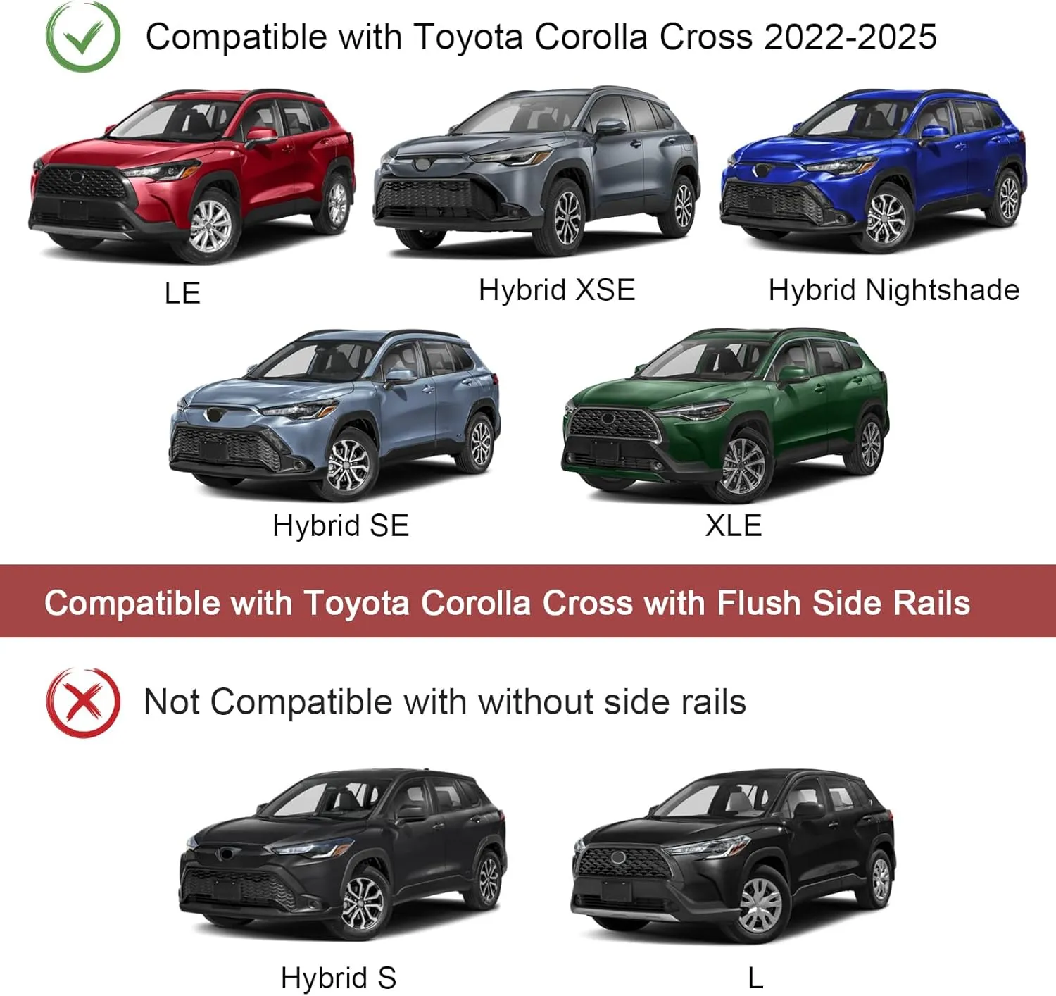 260Lbs Lockable Roof Rack Cross Bars Compatible with Toyota Corolla Cross 2022 2023 2024 2025 (with Flush Side Rails), Heavy Duty Aluminum Rail Crossbar Anti-Theft Metal Matte Powder Coated
