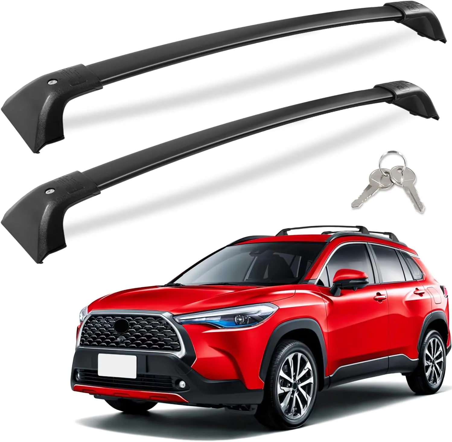 260Lbs Lockable Roof Rack Cross Bars Compatible with Toyota Corolla Cross 2022 2023 2024 2025 (with Flush Side Rails), Heavy Duty Aluminum Rail Crossbar Anti-Theft Metal Matte Powder Coated