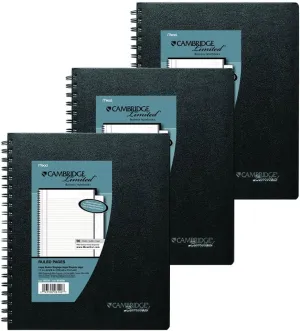 3 Pack of Cambridge Business Notebook with Pocket, Hardbound, 8.5 x 11 Inches, Black (06100)