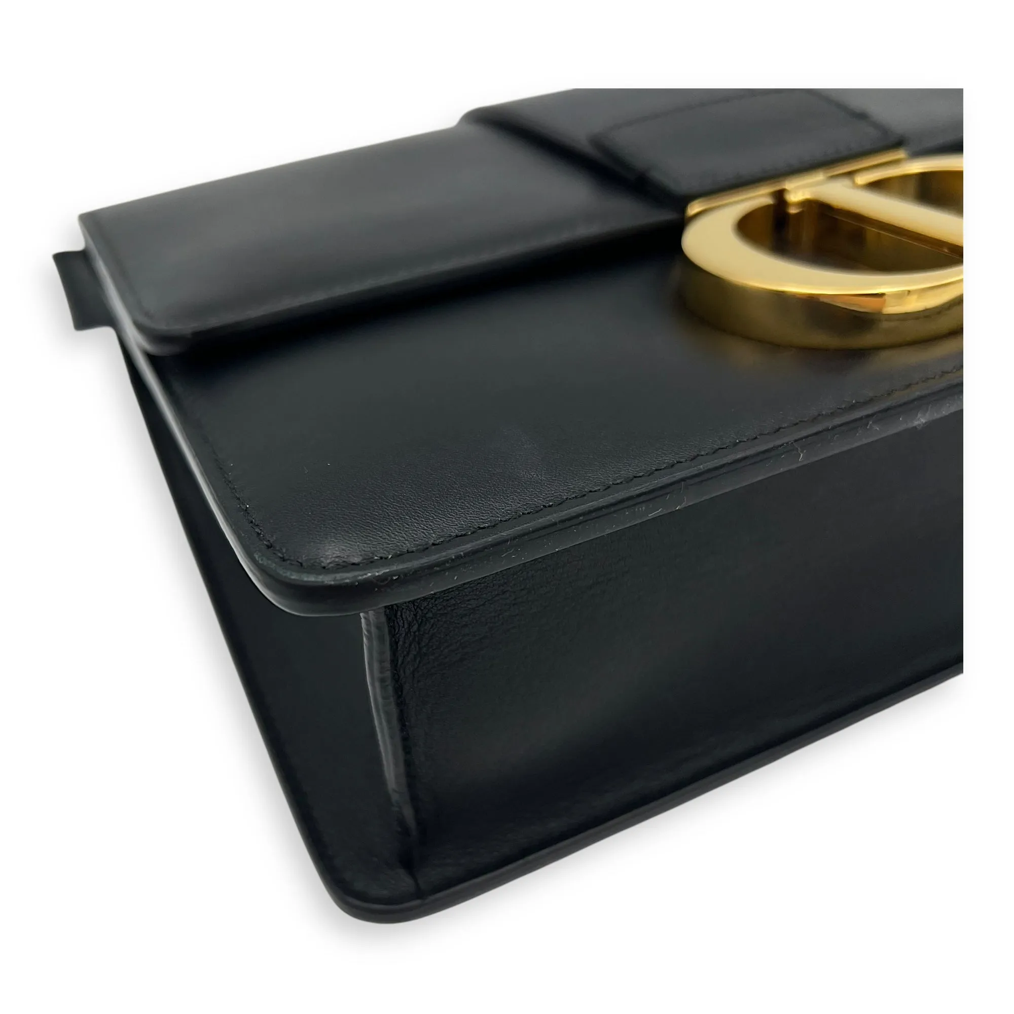 30 Montaigne Crossbody Bag Black in Calfskin, Gold hardware