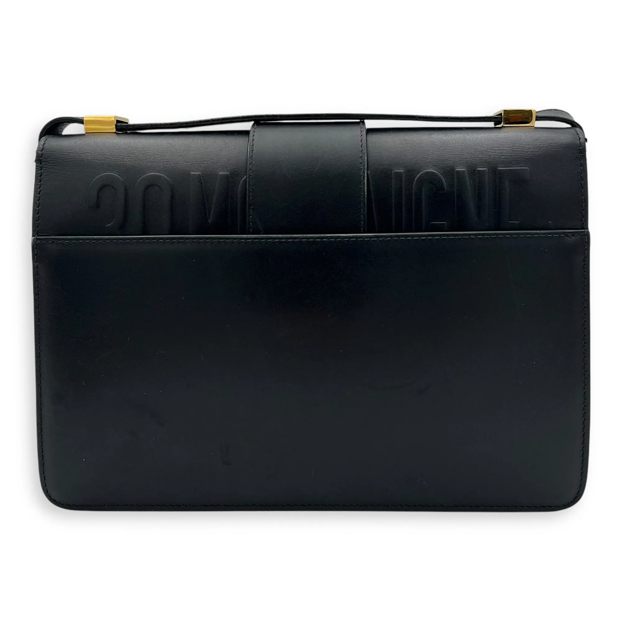 30 Montaigne Crossbody Bag Black in Calfskin, Gold hardware