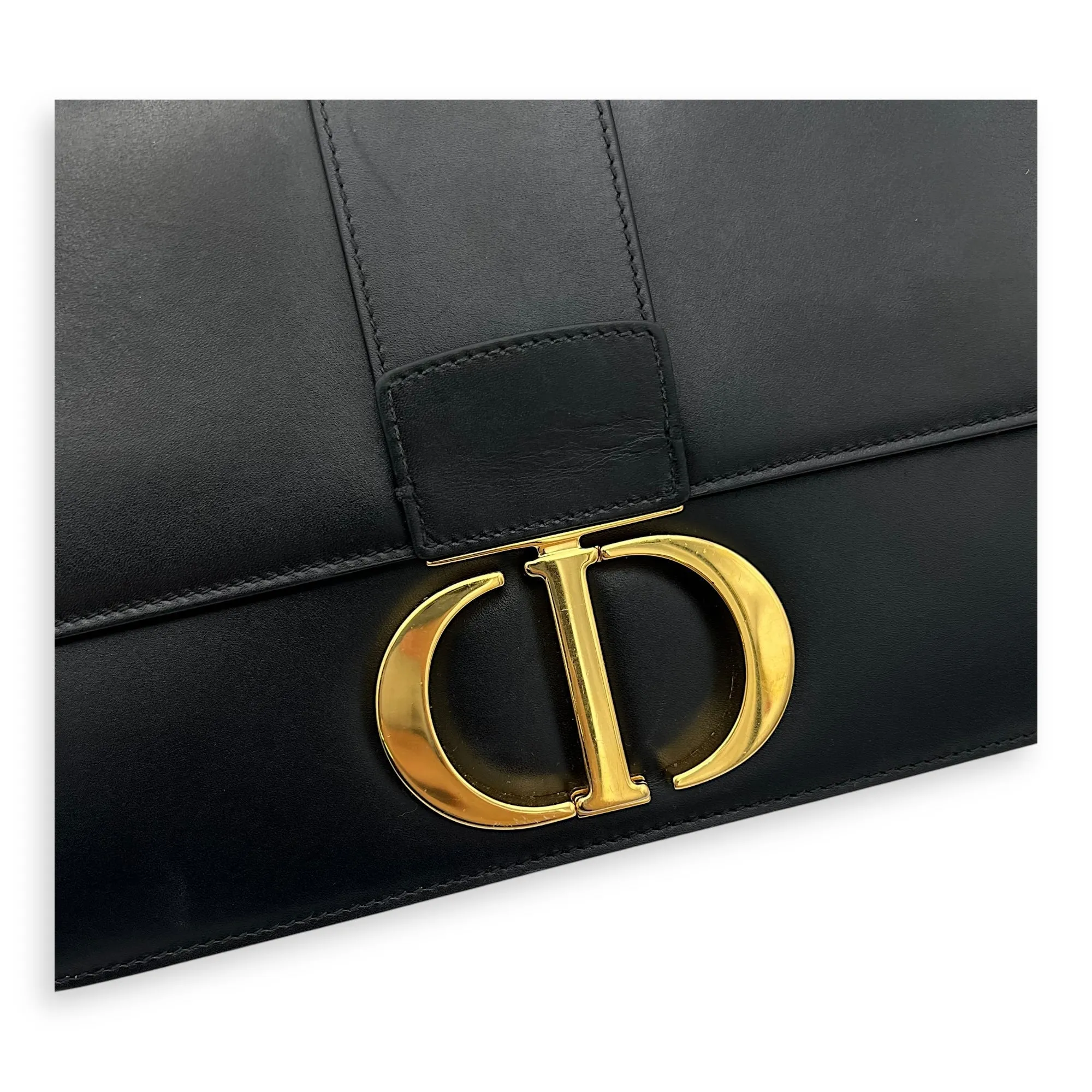 30 Montaigne Crossbody Bag Black in Calfskin, Gold hardware