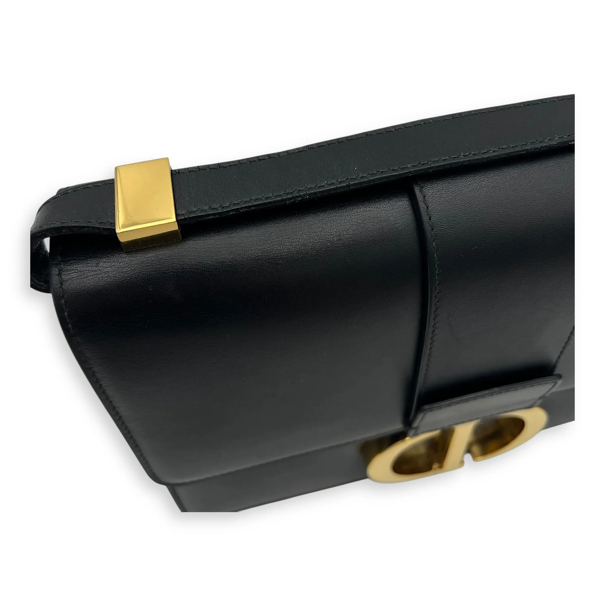 30 Montaigne Crossbody Bag Black in Calfskin, Gold hardware