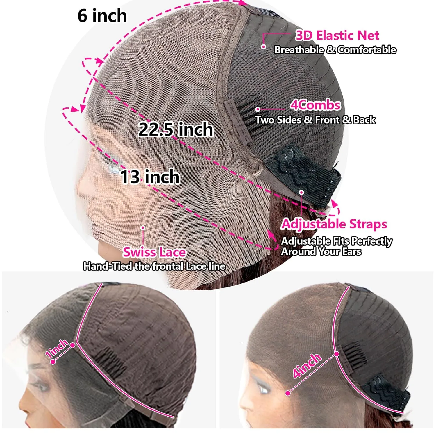 32inch 13 ×6 Brown Ginger Body Wave Lace Front Wigs Human Hair Pre Pluckd with Baby Hair 180% Density Brown Ginger Highlight Wigs Human Hair HD Lace Front Wig Colored Wigs for Women