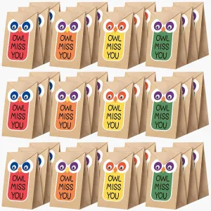 36 Pcs Owl Graduation Party Gift Bags DIY Graduation Goodie Bags Owl Miss You Kraft Paper Candy Treat Bags with 36 Stickers 100 Accessories for End of Year Students Classroom Party Supplies