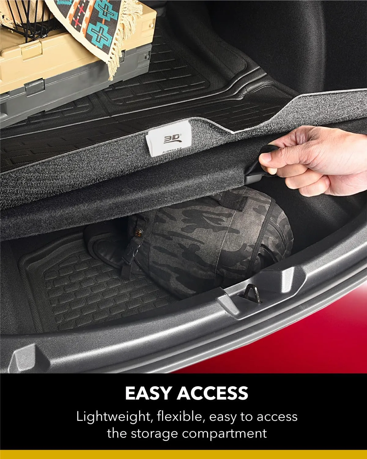 3D MAXpider Custom Fit Kagu Black Stowable Cargo Liner Compatible with Volvo XC90 2015-2025 - Behind 2nd Row Cargo Liner