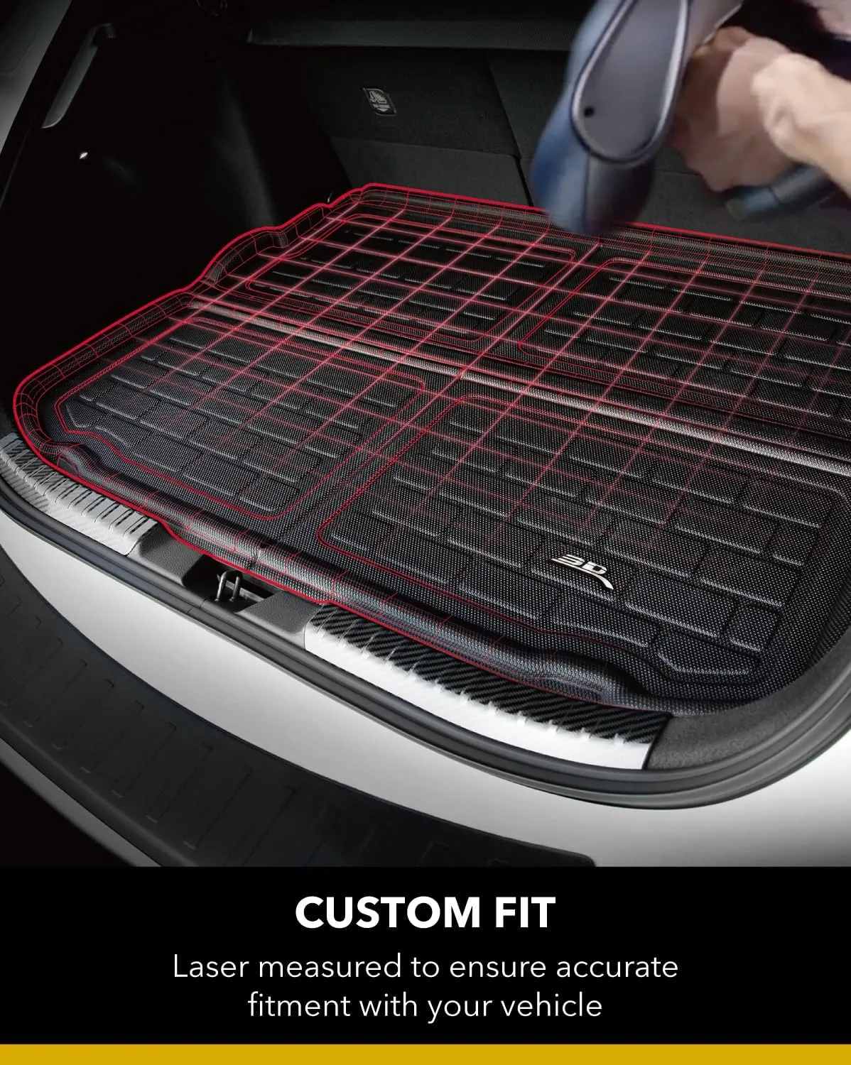 3D MAXpider Custom Fit Kagu Black Stowable Cargo Liner Compatible with Volvo XC90 2015-2025 - Behind 2nd Row Cargo Liner