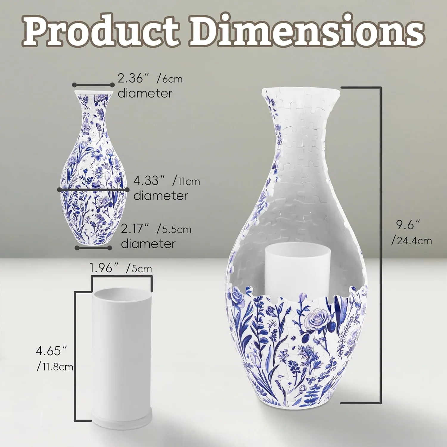 3D Puzzle Vase for Adults to Flower Arrangement and Home Decoration Made by 160 Curved Plastic Puzzle Pieces (Plant Diary)