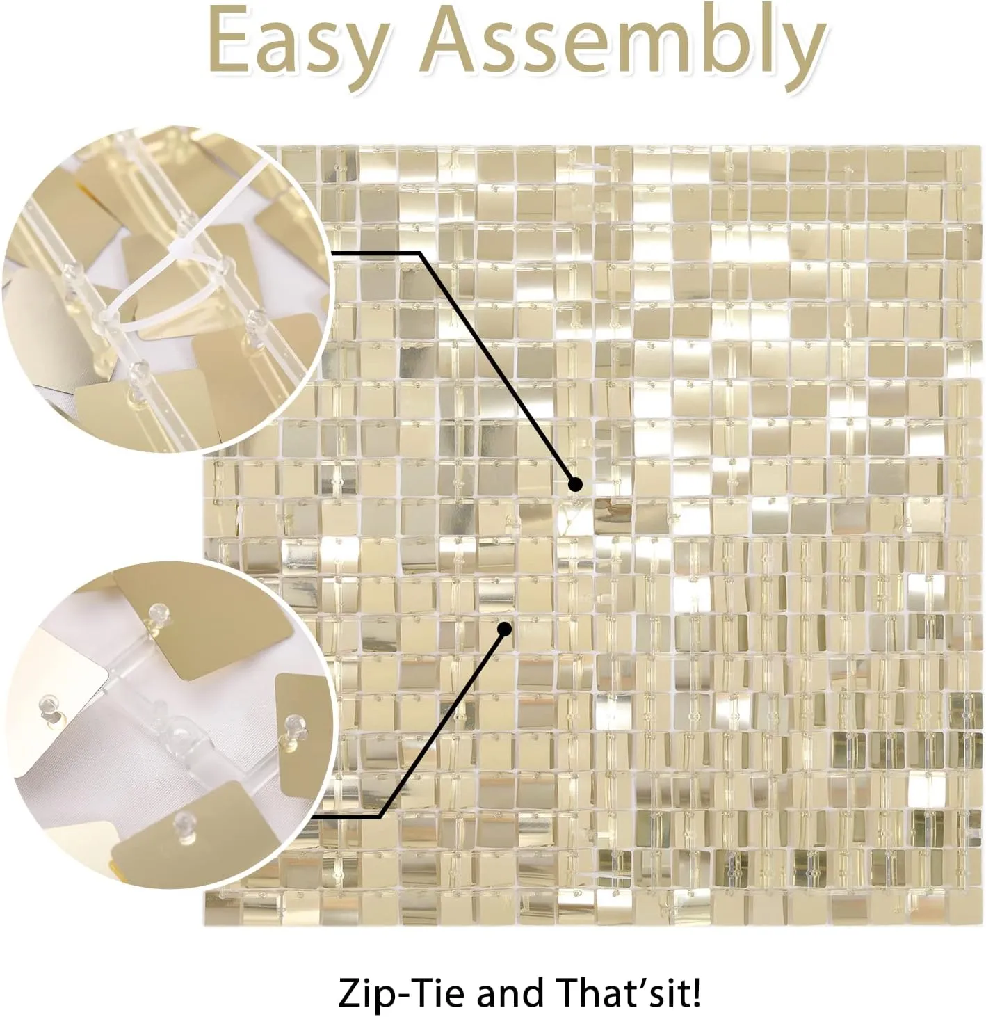 3D Wall Panel Shimmer Wall Backdrop Shine Backdrop Panel for Weddding Party Decoration 24 Pack,Light Gold