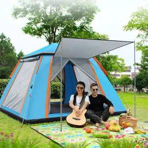 4-5 Person Camping Tent, Waterproof & UV-Protection, Easy Setup 15 Min, Anti-Mosquito Net, Portable with Carry Bag, for Family Camping, Hiking, Beach, Picnic