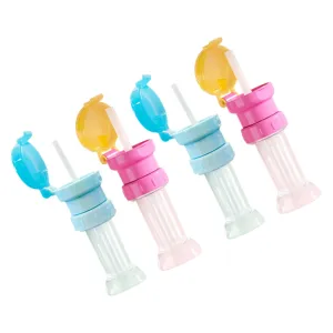 4 Pack Insulated Boys and Girls Water Bottle Straw Cap Adapter Toddler Safe Multi-Size Fit Plastic Silicone