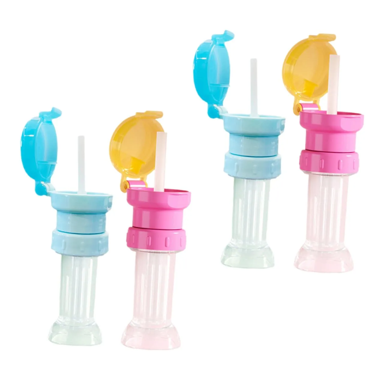 4 pcs Water Bottle Caps with Straw Bottle Adapters Fit for Various Neck Safe Reusable Easy Installation for Spill Drinking